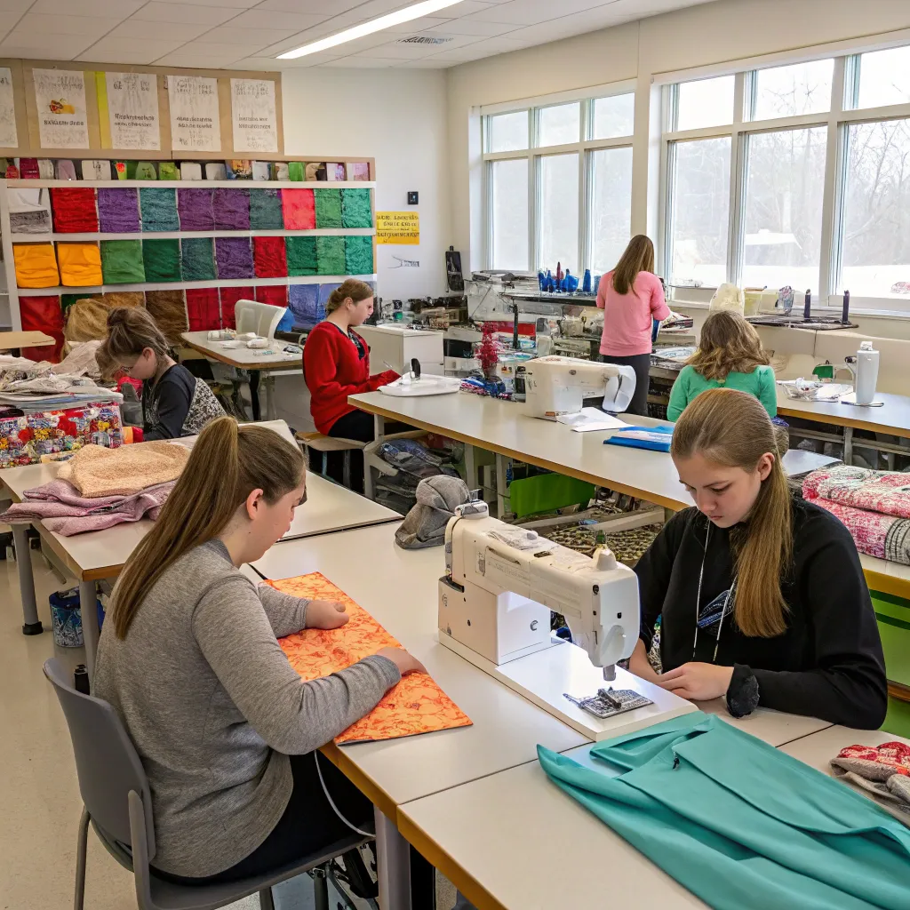 Sewing classroom filled with students